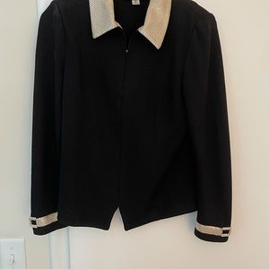 Black St John Jacket W/Gold&Diamond - Size 10